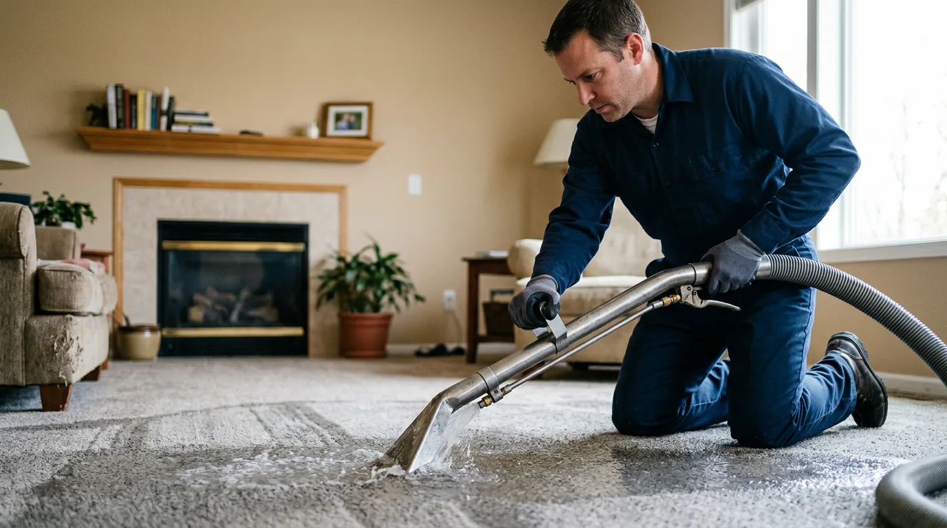 Water damage restoration technician working near Orleans, CA